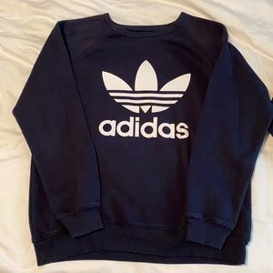 Two Adidas sweatshirts. Dark navy blue. Size L